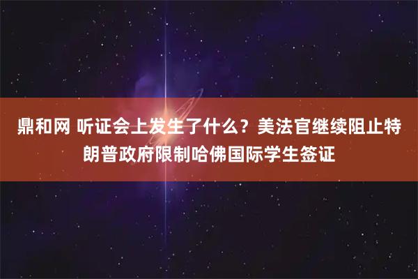 鼎和网 听证会上发生了什么？美法官继续阻止特朗普政府限制哈佛国际学生签证